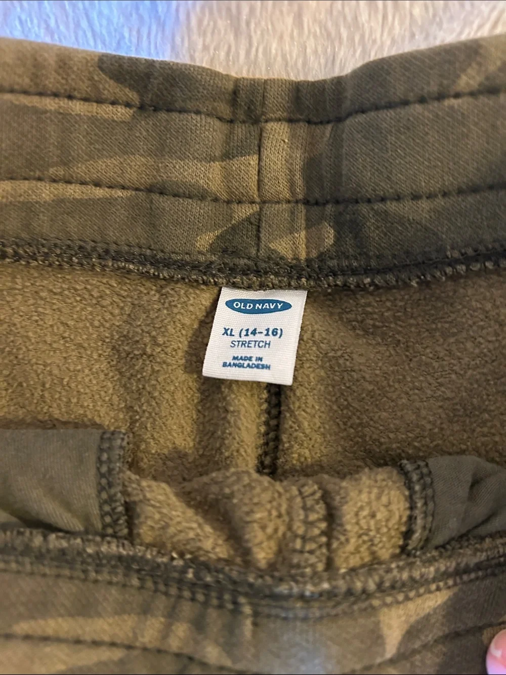 Old Navy Green Camo Pull-On Shorts with White Drawstring